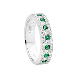 Sterling Silver Green & Cz Ring