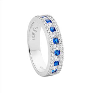 Jewellery: Sterling Silver Blue & Cz Ring