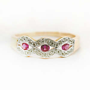 9ct Yellow Gold Ruby & Diamond Carina Ring