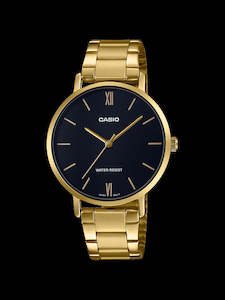 Casio Womens Gold Watch Black Face