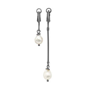 Jewellery: Audrey Hematite Freshwater Pearl 7Cm Earrings