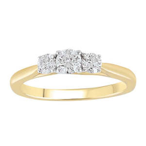 9ct Yellow Gold Diamond Trilogy Ring