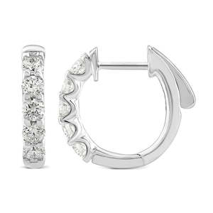 Jewellery: 18ct White Gold Lab Grown Diamond Huggies Earrings 1.00ct