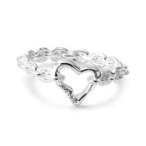 Stolen Girlfriends Club Sterling Silver Melted Heart Chain Ring Size N