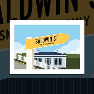 "Baldwin St" personalised road sign art print