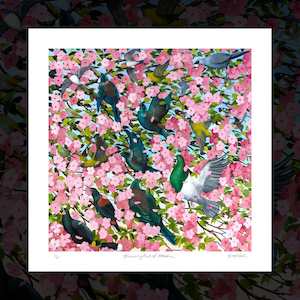 "Blossoming Birds of Aotearoa" limited edition giclee print by Frank Gordon