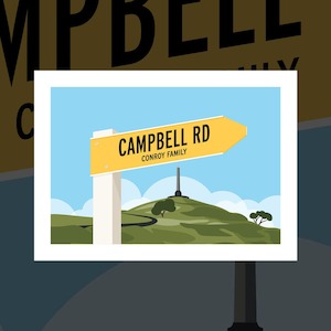 "One Tree Hill" personalised road sign art print