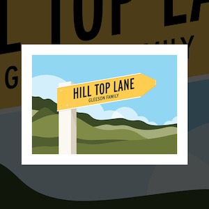 "Kaimais" personalised road sign art print