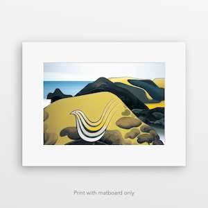 Don Binney: "Sun by Day Moon by Night" pre-matted art print by Don Binney