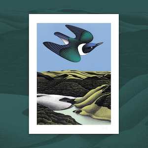 Swoop of the Kotare print by Don Binney