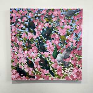 'Blossoming Birds of Aotearoa' original painting by Frank Gordon