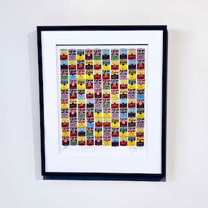 Marketplace: 'Celebrity Cans' framed limited edition by Dick Frizzell (50/150)