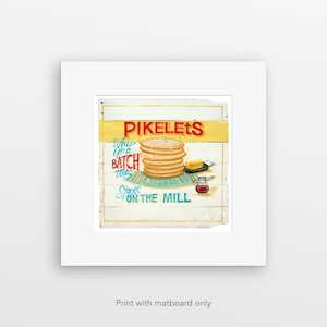 "Pikelets" pre-matted print by Jason Kelly