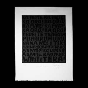 "Haka lyric" limited edition AP screen print by Dick Frizzell