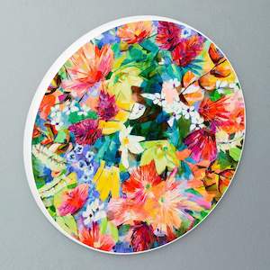 Jenni Stringleman Signed Art Prints: "Aotearoa in Red" circular art disc by Jenni Stringleman