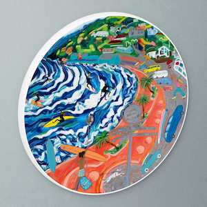 "A-round St Clair" circular art disc by Pia Davie