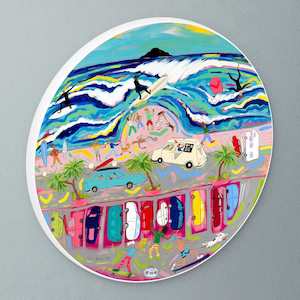 "Ice Creams at the Beach" circular art disc by Pia Davie