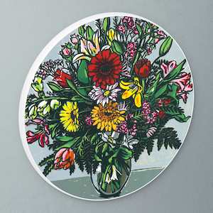 "Big Bunch" circular art disc by Dick Frizzell