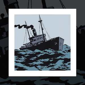 Freighter in Heavy Seas - art print by Dick Frizzell (perfectly imperfect)