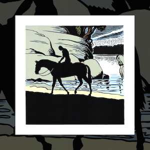 Contrasting Art Prints: "The Long Ride Home" art print by Dick Frizzell