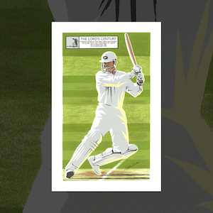 Art Prints For Him: 'The Lord's Century' cricket fan art print by Dick Frizzell