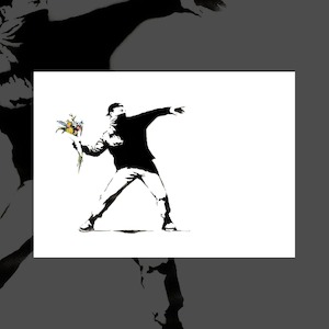 Minimalistic Art Prints: 'Love is in the Air' Banksy art print