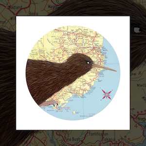 "Kiwi over Southland" art print by Pia Davie