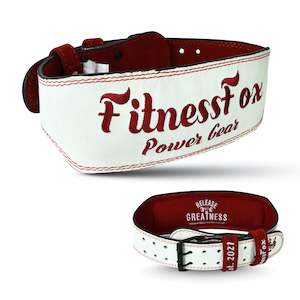 FitnessFox 4" White Weightlifting Leather Belt ( Delivery 1-5 November)