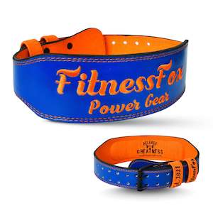 Leather Lifting Belt: FitnessFox 4" Blue Weightlifting Leather Belt( Delivery 1-5 November )