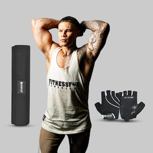 Lifting Gym Gloves + Men Singlet + Barbell Pad Bundle