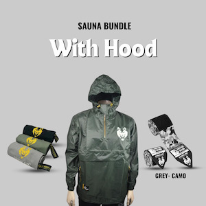 Sauna Jacket: Half Zipper Sauna Jacket With Hood + Sweat Towel + Boxing Wraps Bundle