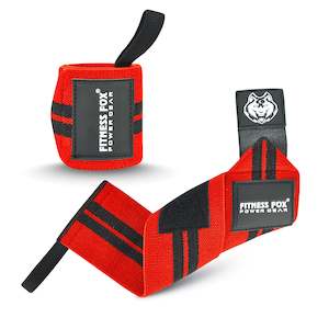 Fitnessfox Red Weightlifting Wrist Wraps (pair) ( 18”inch)