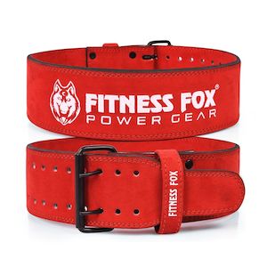 FITNESS FOX Single Prong 10MM Weightlifting-Powerlifting Belt (Red)