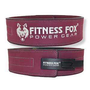 Lever Belts: FITNESS FOX 13MM Suede Leather Lever Belt ( BURGUNDY)