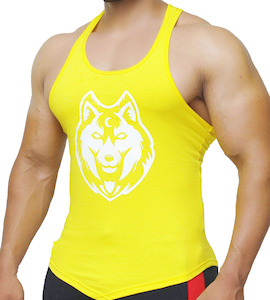 Mens Stringers: Fitnessfox Yellow Gym training Singlets