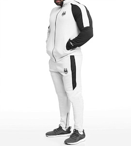 Mens Tracksuits: White Comfy TRACKSUIT with HOOD