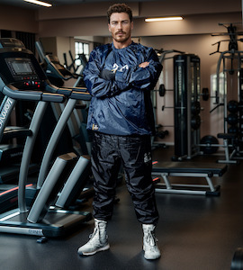 FITNESSFOX SAUNA JACKET (NAVY BLUE/WHITE EMBRIODERY)