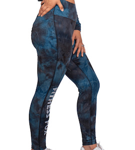 Leggings: FitnessFox Blue Tie Dye Scrunch Bum Leggings (Limited Edition)