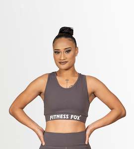 Crops: Fitnessfox Stone Grey Racerback Sports Bra