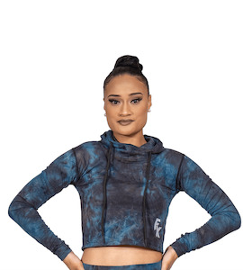 Crops: FitnessFox Blue Tie Dye Crop Hoodie with Thumb hole (Limted Edition)