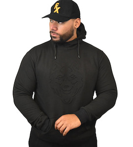 FITNESS FOX EMBOSSED Pullover HOODIES- Black