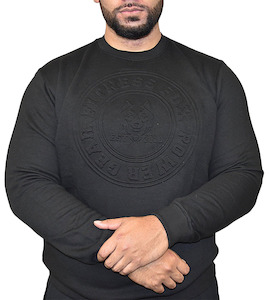 FITNESS FOX Embossed Crew Neck SWEATER-Black