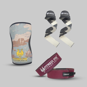 10mm Lever Belt ( Burgundy)+ Camo Lifting Strap+ Knee Sleeves Bundle