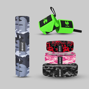 Barbell Pad Camo + Bootyband + Wrist Wrap Bundles