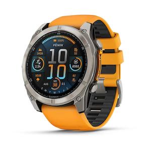 fenix 8 – 51 mm, AMOLED Sapphire, Titanium with Spark Orange/Graphite Silicone Band