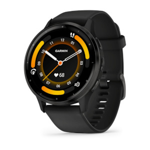 Sporting equipment: Venu 3 Slate stainless steel bezel with black case and silicone band