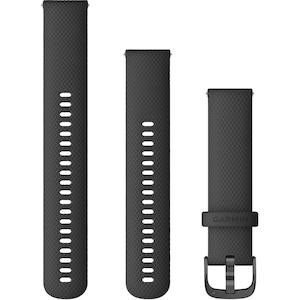 Quick Release Band 20mm – Black Silicone with Slate Hardware