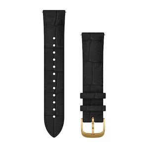 Quick Release Band 20mm – Black Italian Leather with 24K Gold PVD Hardware