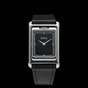 Vario - VERSA Reversible Dual Time Silver-Black Watch