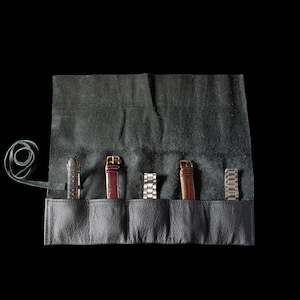 Watch Roll - Black Lambs Leather with 5 Slots